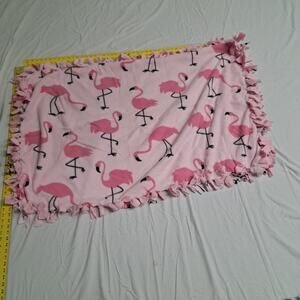 Handmade Dbl Fleece Tie Blanket Baby Crib Stroller Car Seat Pink Flamingos